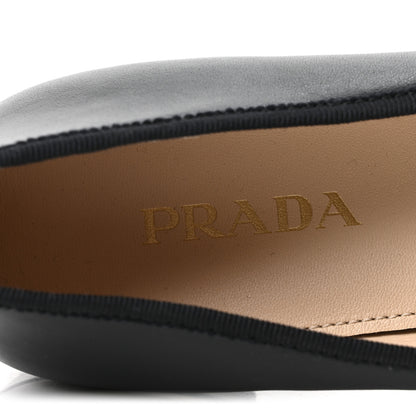 Prada Nappa Vernice Cap Toe Logo Bow Ballerina Flats 39 Black 8 of 9