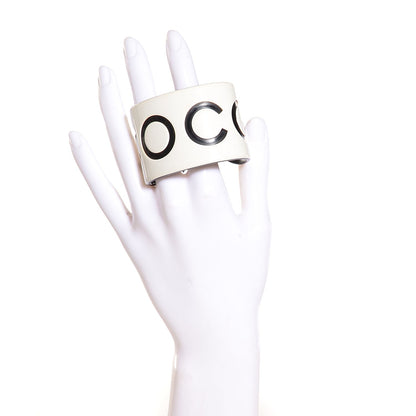 Chanel Resin Coco Wide Cuff White Black 2 of 4