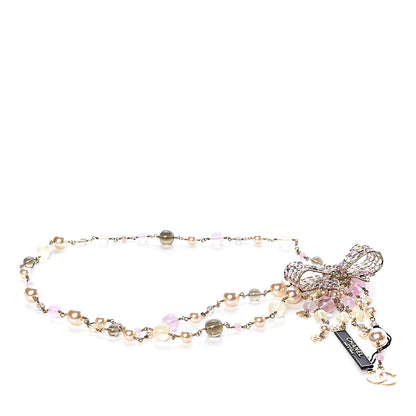 Chanel Crystal Pearl Resin CC Bow Belt 75 Gold 1 of 6