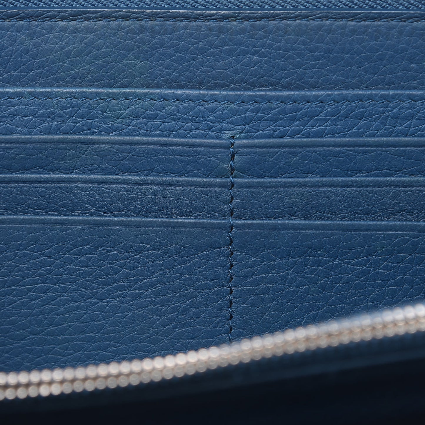 HOMME Grained Calfskin Zip Around Wallet Blue