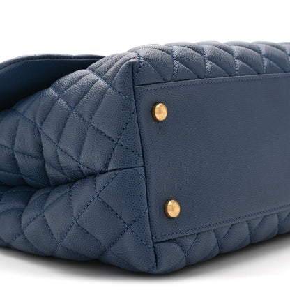 Chanel Caviar Quilted Medium Coco Handle Flap Blue 10 of 12