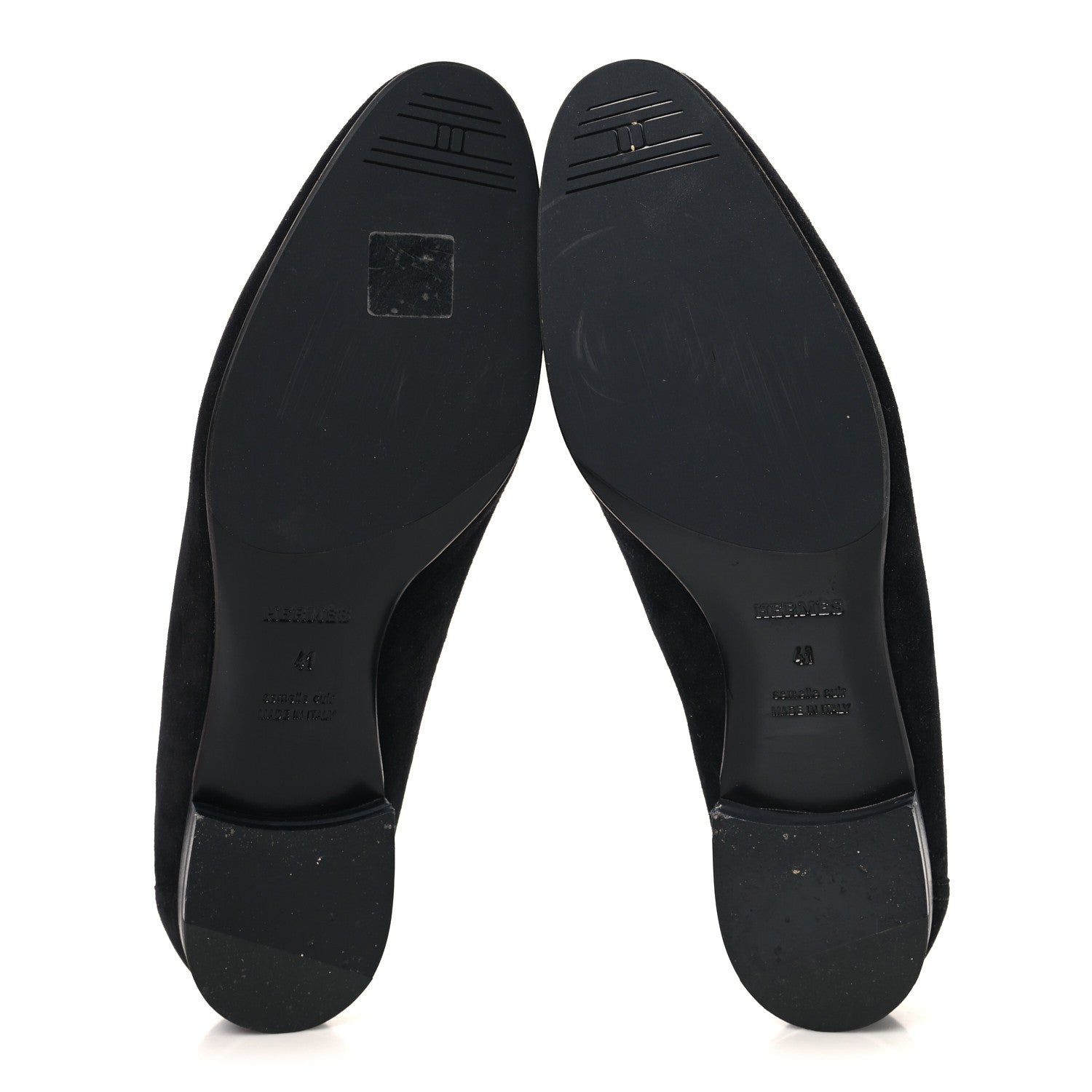 Hermes Suede Goatskin Womens Royal Loafers 41 Black 6 of 10