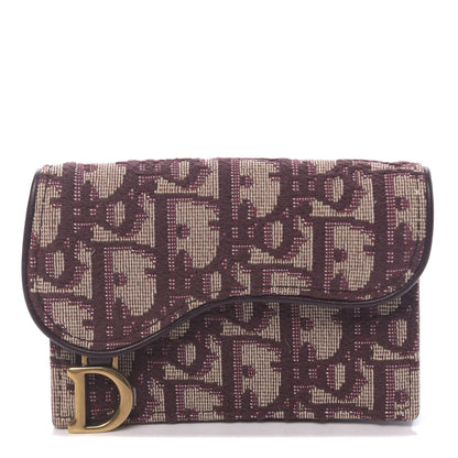 Christian Dior Oblique Saddle Card Holder Bordeaux 1 of 7