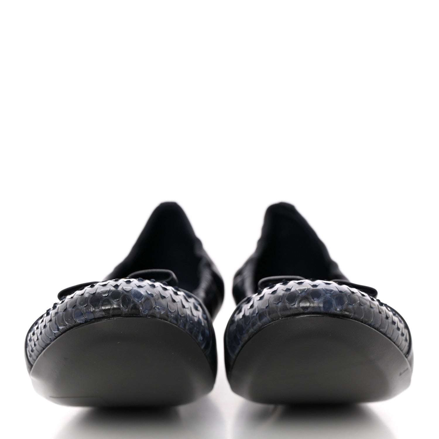 Louis Vuitton Snakeskin Nappa Elba Ballet Flats 37.5 Navy 2 of 14