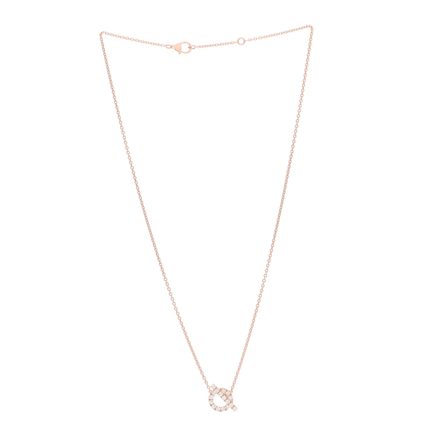 Hermes 18K Rose Gold Diamond Finesse Pendant Necklace 3 of 5