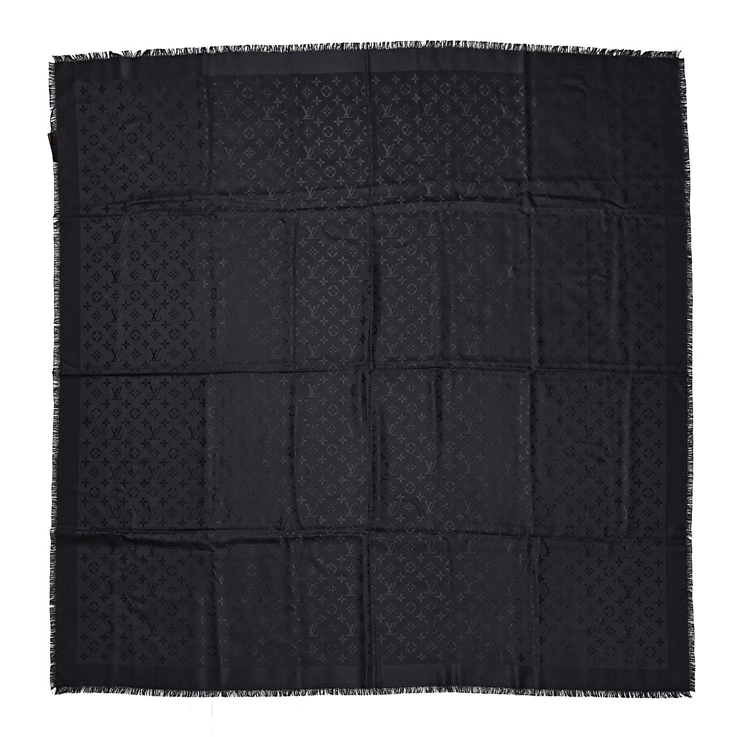 Louis Vuitton Silk Wool Monogram Shawl Black 1 of 4