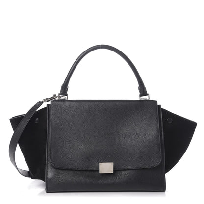 Celine Drummed Calfskin Suede Medium Trapeze Black 1 of 10