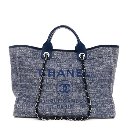 Chanel Woven Straw Raffia Medium Deauville Tote Blue 1 of 10