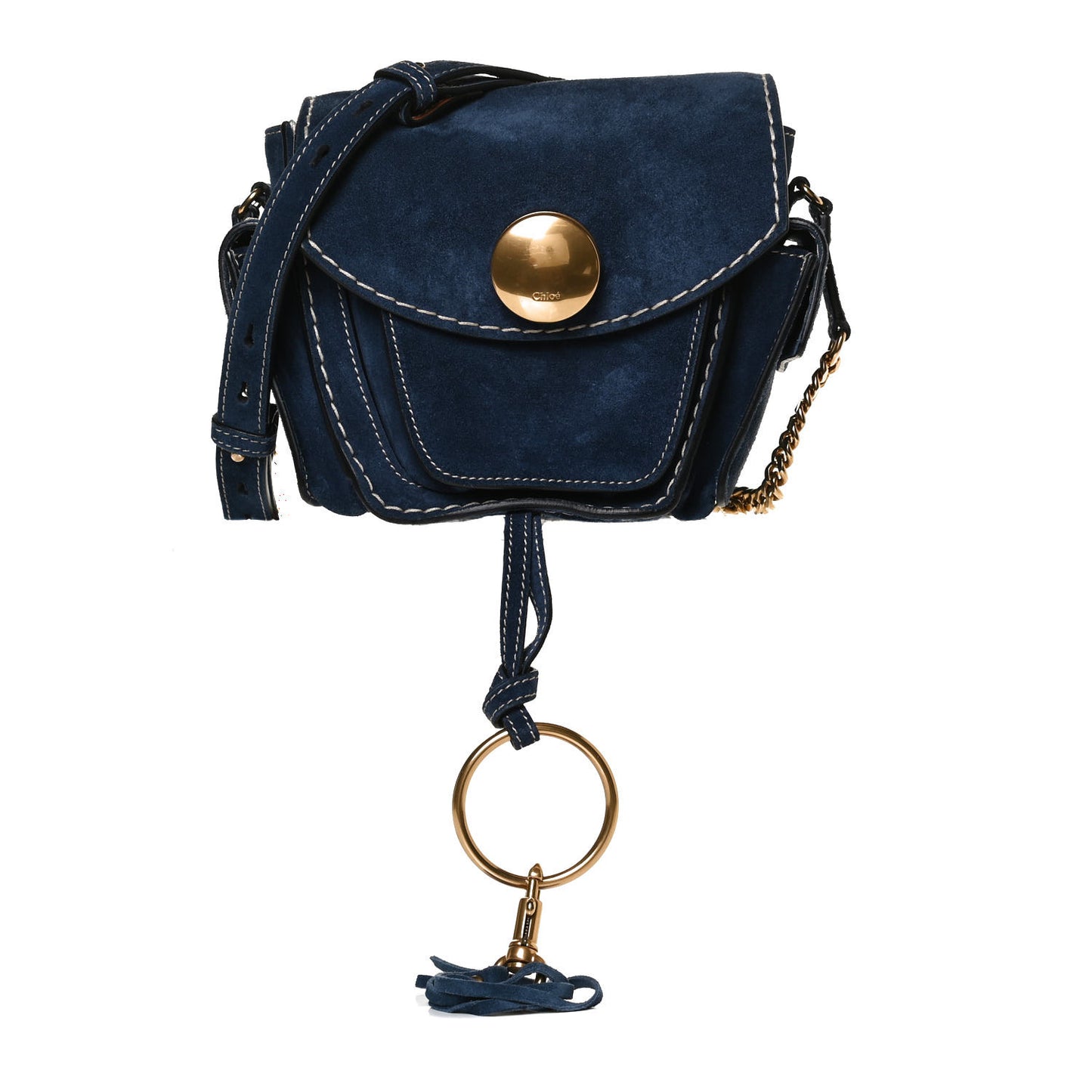 Calfskin Suede Small Jodie Camera Bag Navy
