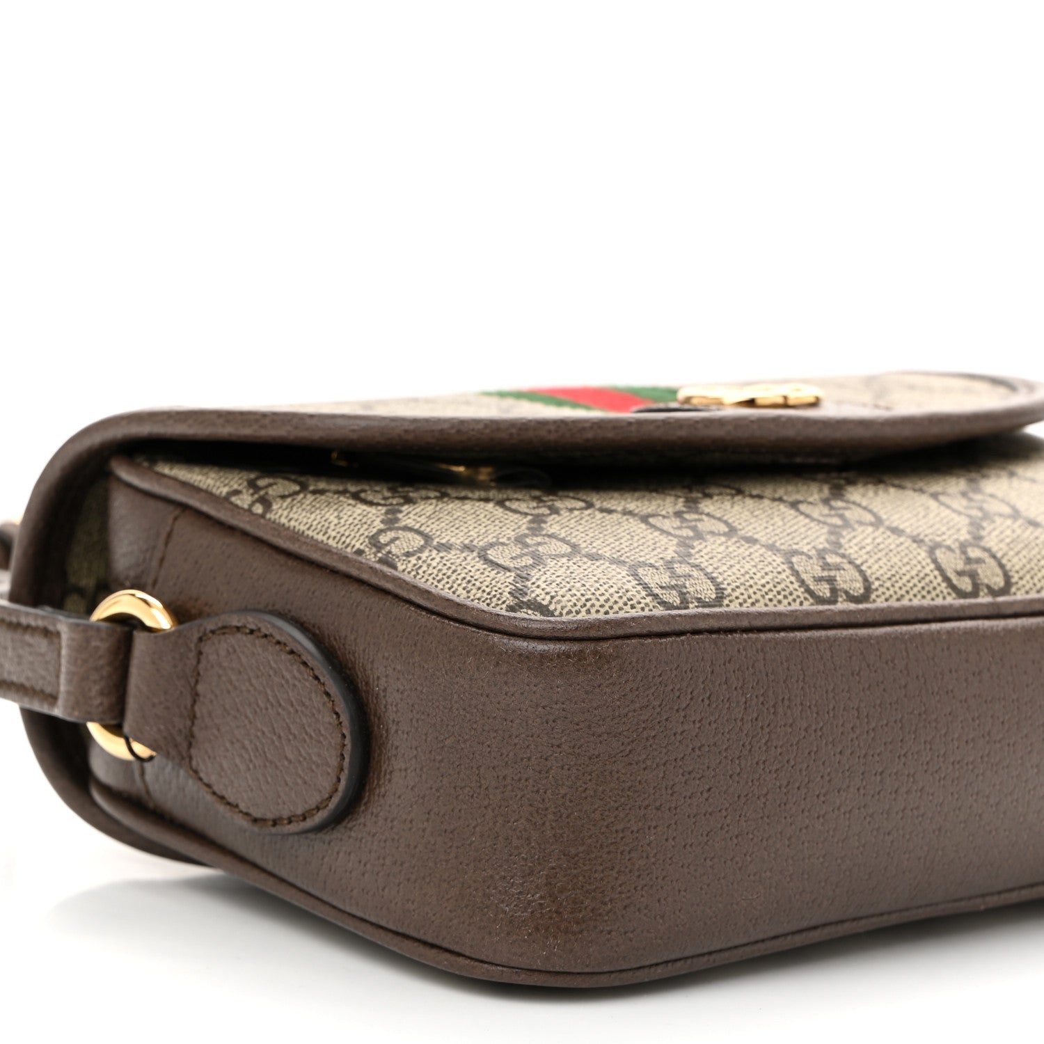 Gucci GG Supreme Monogram Textured Dollar Calfskin Mini Ophidia Flap Shoulder Bag Beige Ebony New Acero 9 of 11