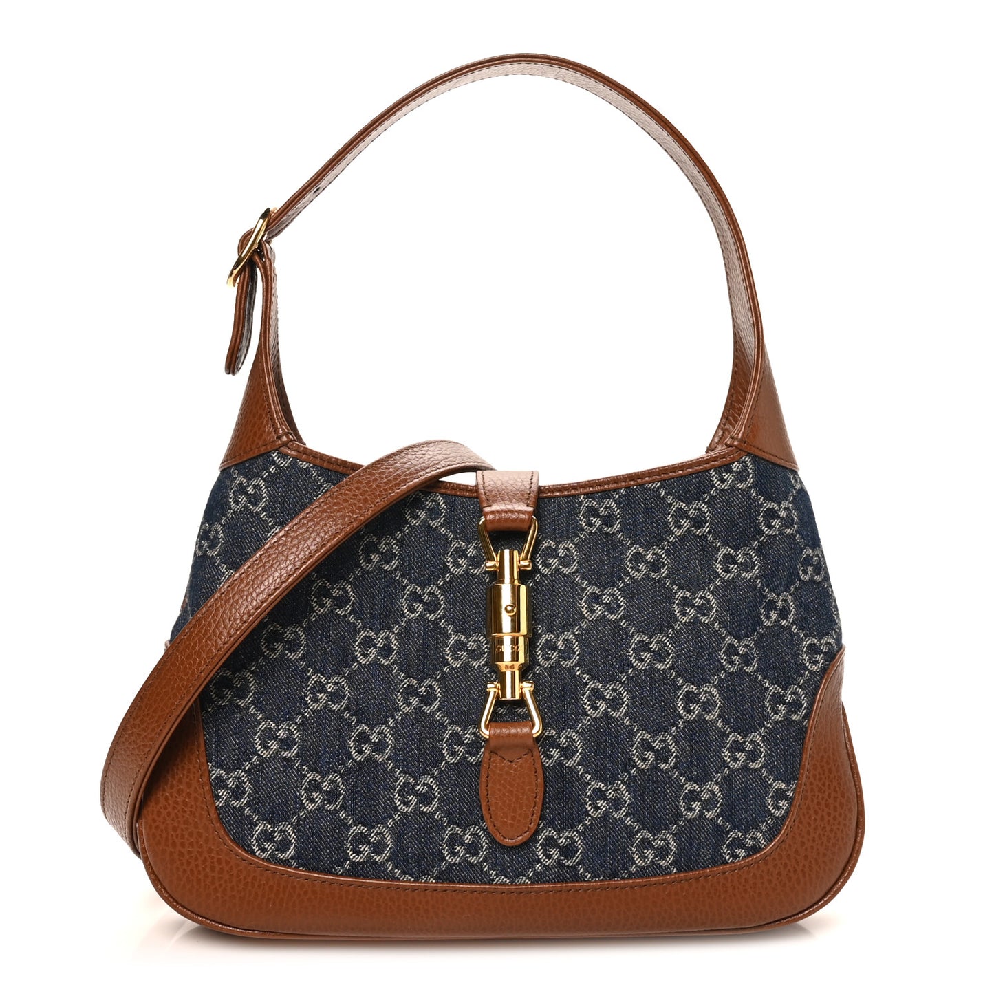 New Denim GG Monogram Calfskin Small Jackie 1961 Hobo Blue Tea Cuir Blue Tea Cuir