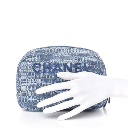 Chanel Woven Straw Raffia Deauville Cosmetic Pouch Blue 2 of 10