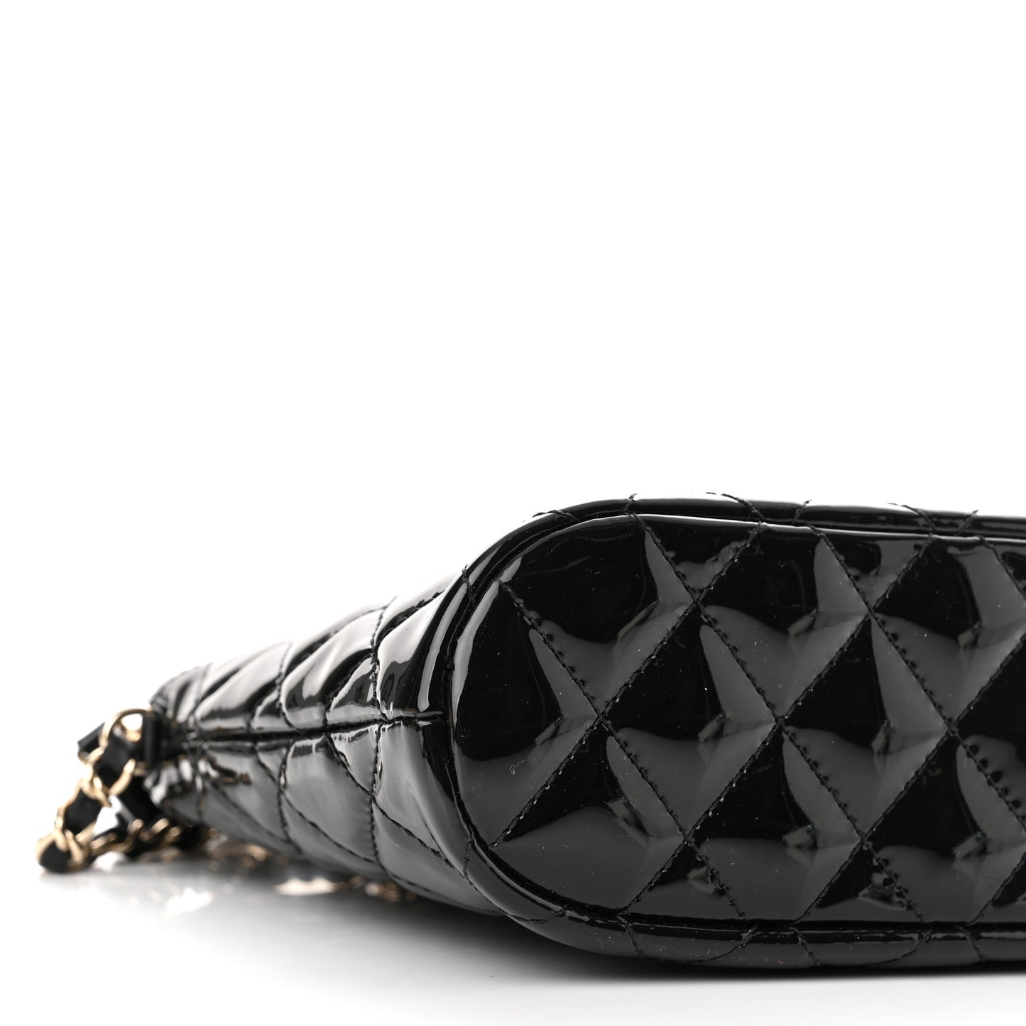 Patent Quilted Shiny Coco Small Shopping Bag Black