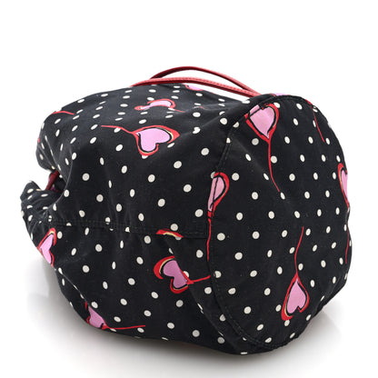 Miu Miu Nylon Polka Dots Heart Print Drawstring Pouch Black Multicolor 3 of 6