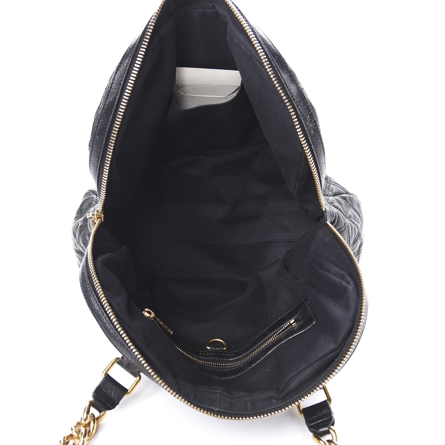 Lacquered Goatskin Quilted Karlie Satchel Black
