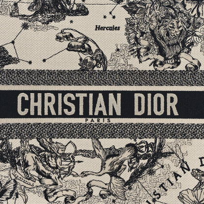 Christian Dior Canvas Embroidered Large Zodiac Toile De Jouy Book Tote Latte 8 of 10