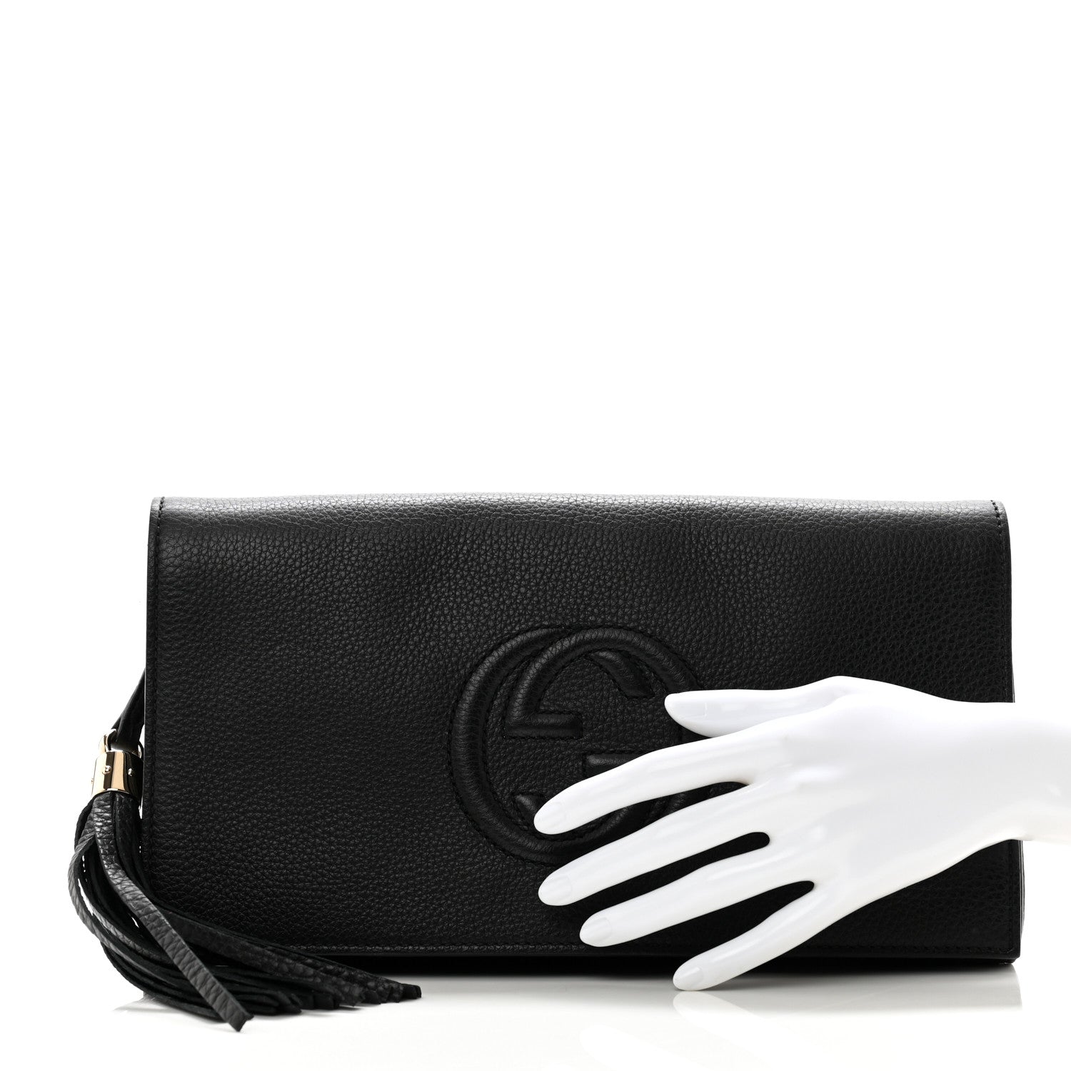 Gucci Pebbled Calfskin Medium Soho Clutch Black 2 of 9