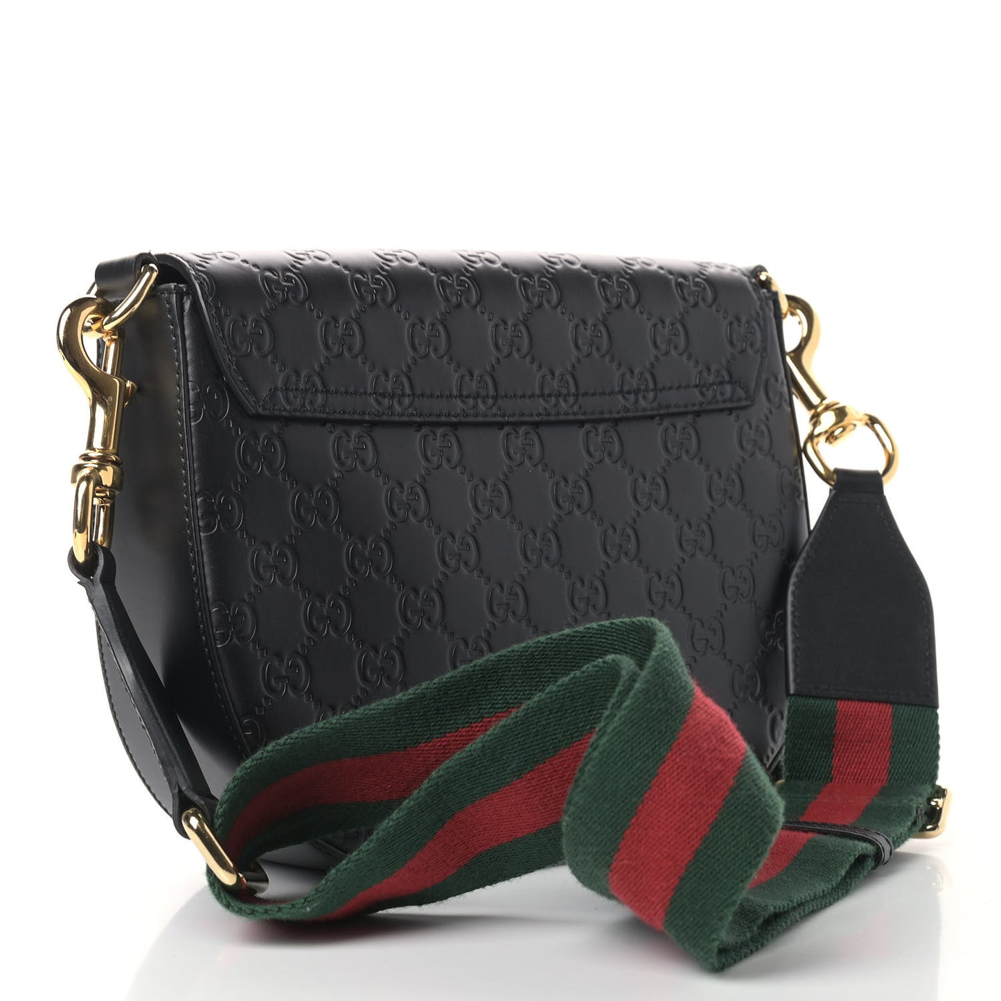 Guccissima Web Medium Padlock Messenger Shoulder Bag Black