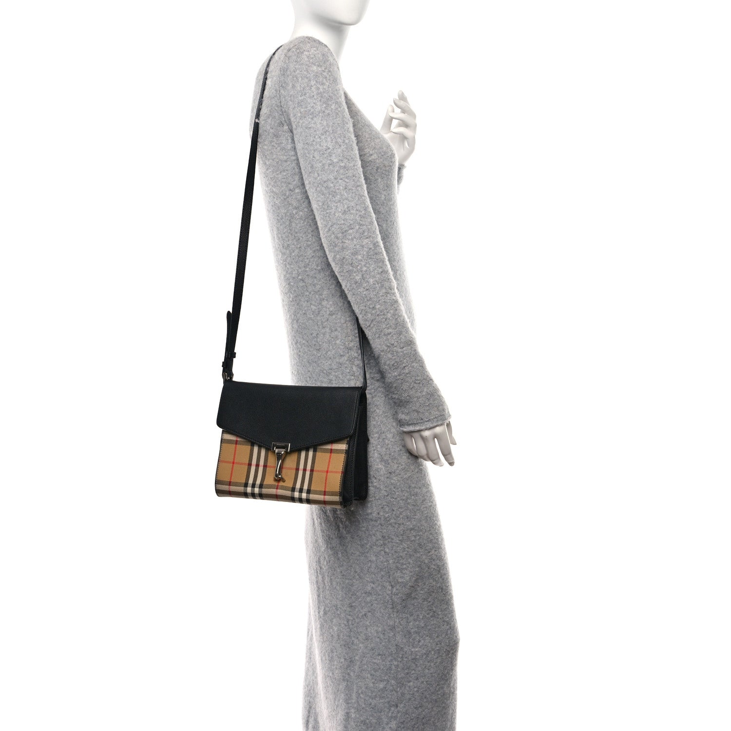 Burberry Derby Calfskin Vintage Check Small Macken Crossbody Bag Black 2 of 9
