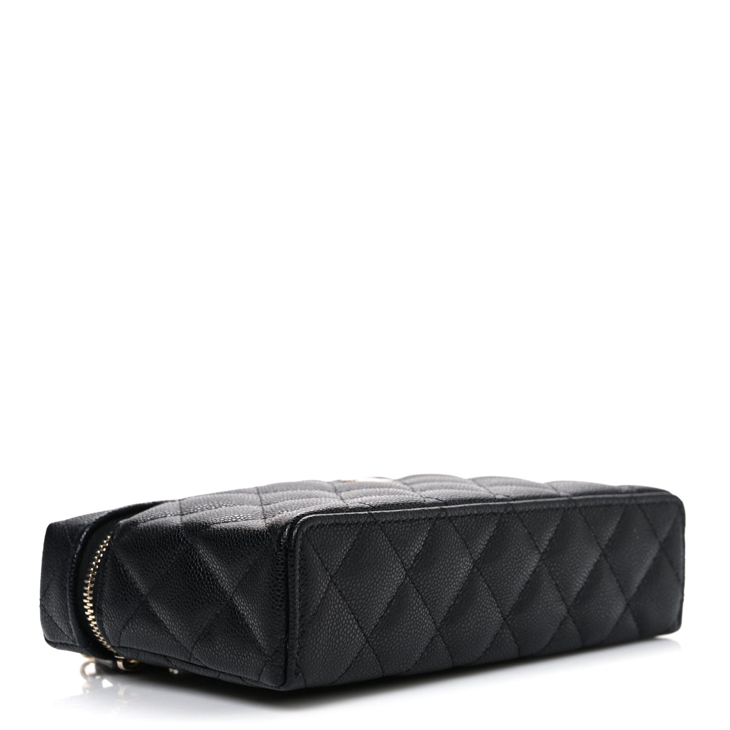 Caviar Quilted Top Handle Slim Vanity With Chain Black