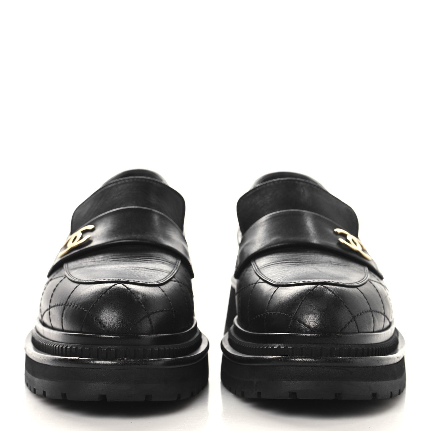 Chanel Calfskin Quilted CC Mocassin Loafers 38.5 Black 3 of 10