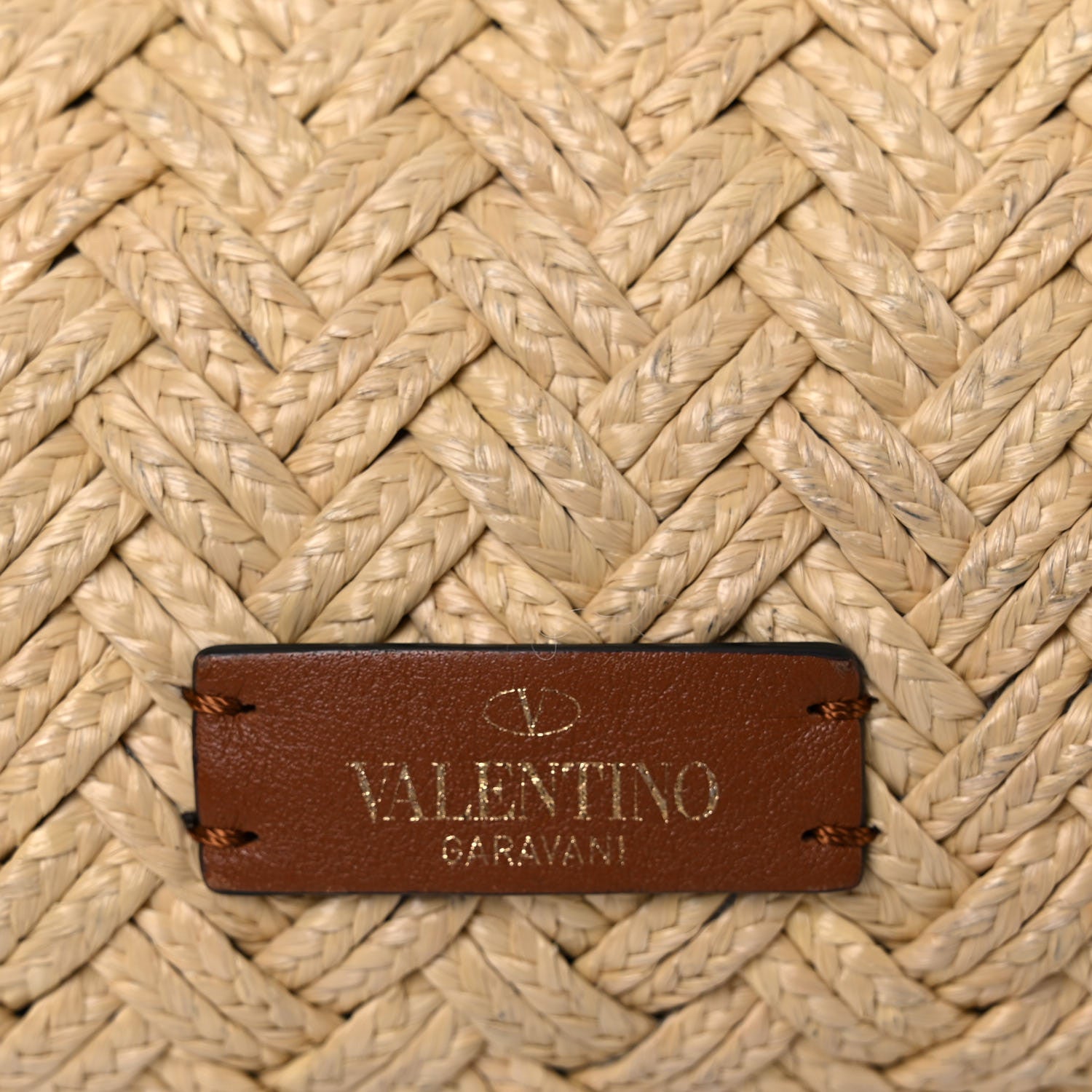 Valentino Garavani Raffia Calfskin Rockstud Shoulder Tote Naturale Saddle Brown 14 of 31