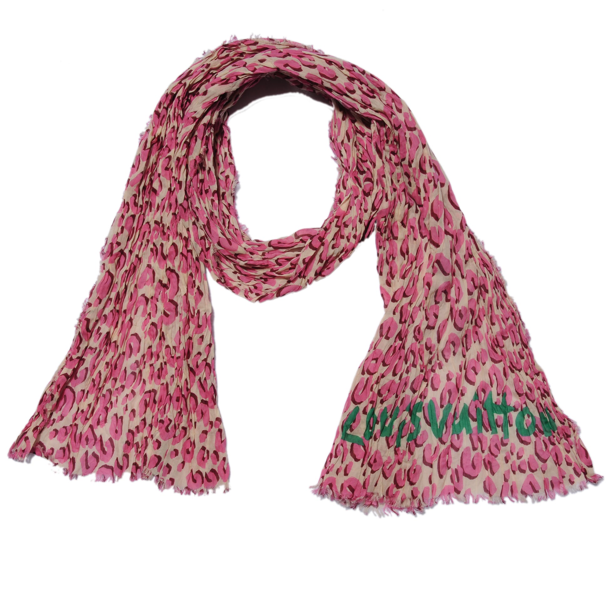 Louis Vuitton Cotton Leopard Pareo Blanc Corail 3 of 7