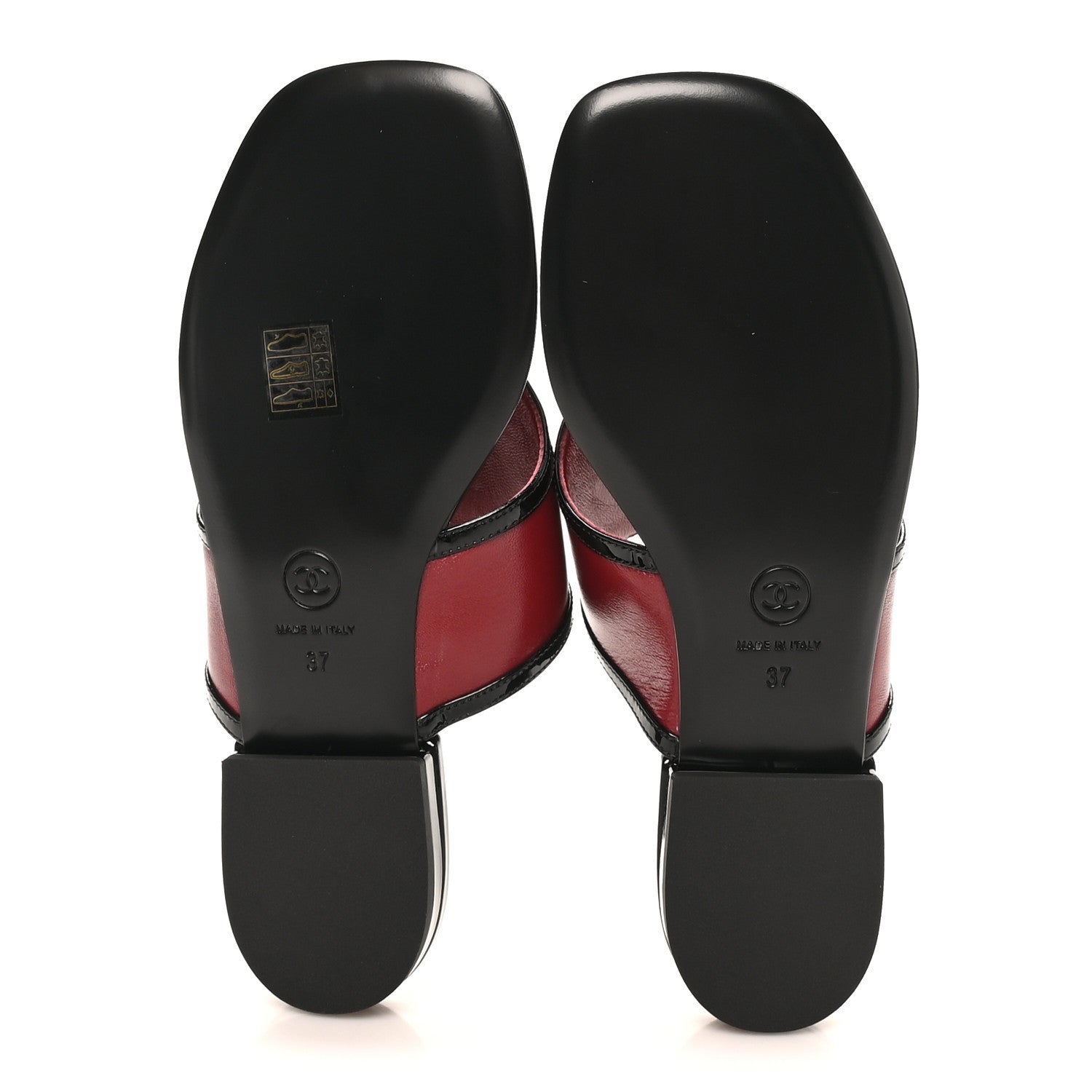 Chanel Lambskin Patent Calfskin CC Thong Sandals 37 Burgundy Black 6 of 9