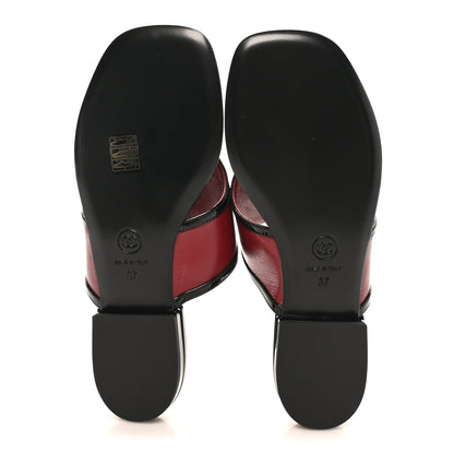 Chanel Lambskin Patent Calfskin CC Thong Sandals 37 Burgundy Black 6 of 9