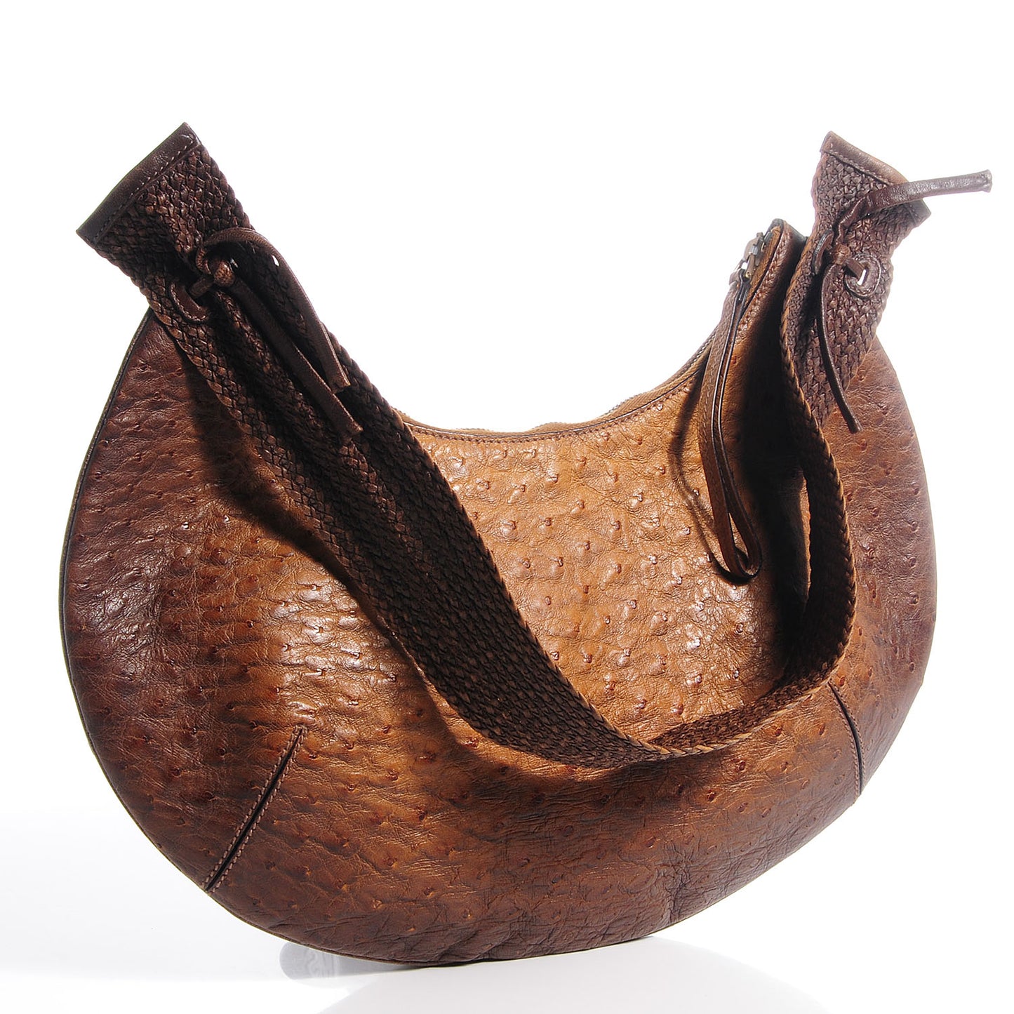 Ostrich Shoulder Bag Brown