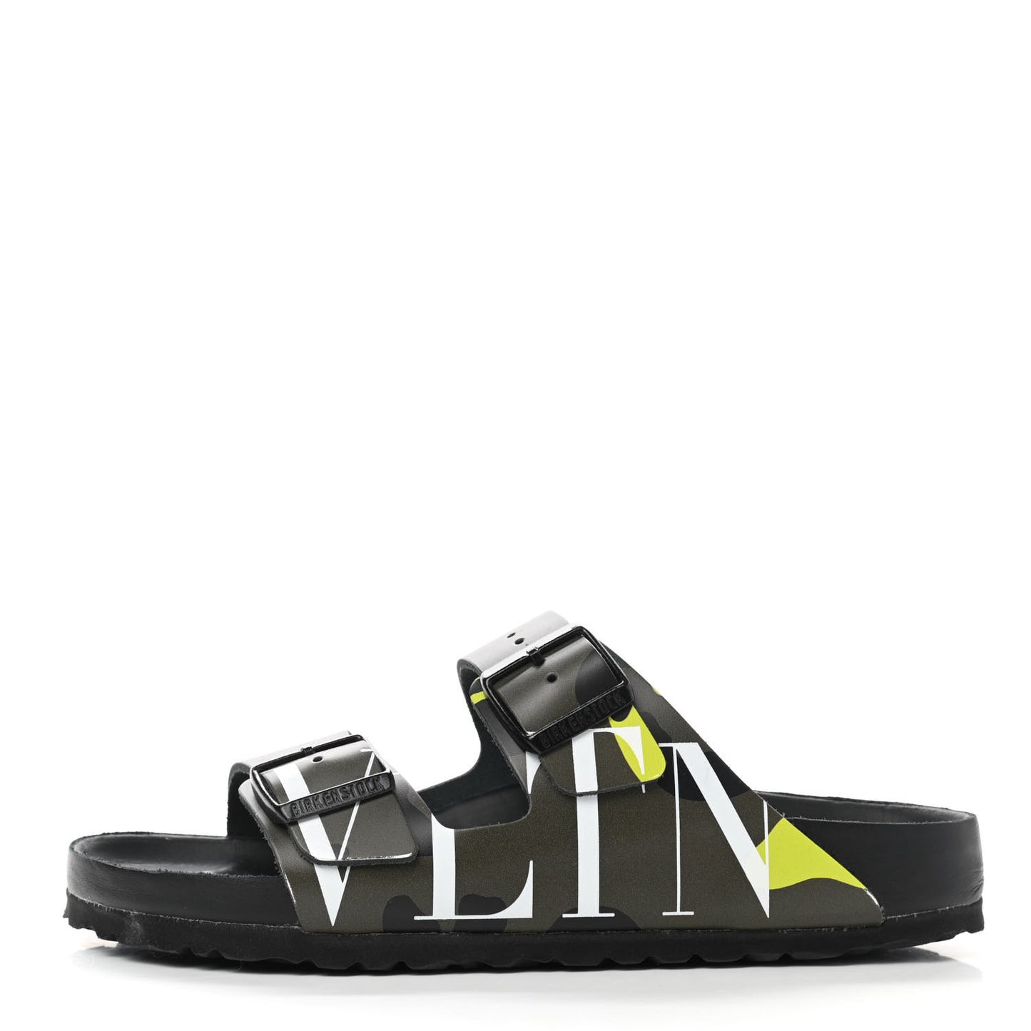 X BIRKENSTOCK Calfskin VLTN Arizona Slide Sandals 39 Army Green Lime
