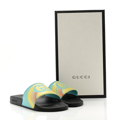 Gucci Rubber GG Rainbow Mens Pursuit Pool Slide Sandals 8 Aquamarine 9 of 9