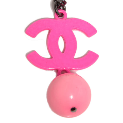 Chanel CC Bead Pendant Necklace Ruthenium Pink 4 of 7