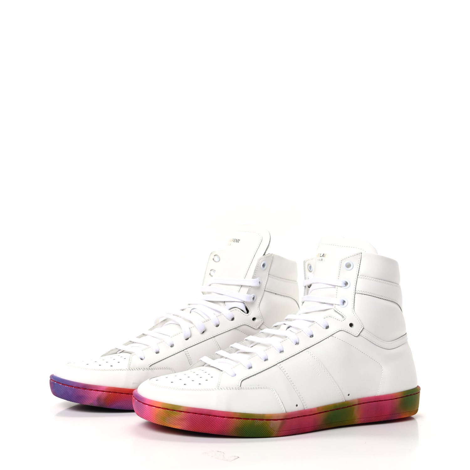 Saint Laurent Calfskin Mens Signature Court Classic SL/10H High Top Sneakers 42.5 Off White Multicolor Tie-Dye 3 of 8