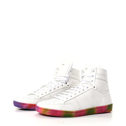 Saint Laurent Calfskin Mens Signature Court Classic SL/10H High Top Sneakers 42.5 Off White Multicolor Tie-Dye 3 of 8