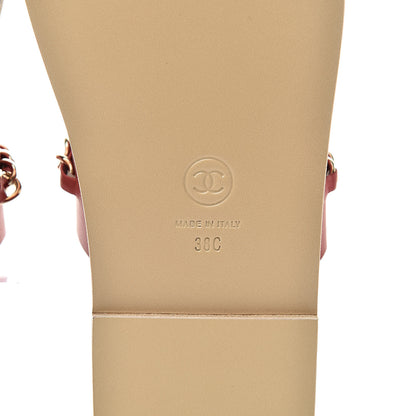 Chanel Calfskin Chain CC Sandals 38 Red 6 of 8