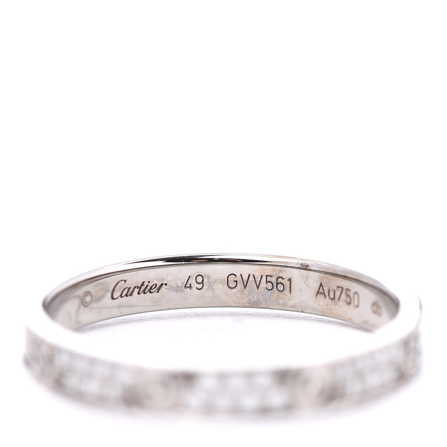 18K White Gold Diamond 2.6mm LOVE Paved Band Ring 49 4.75