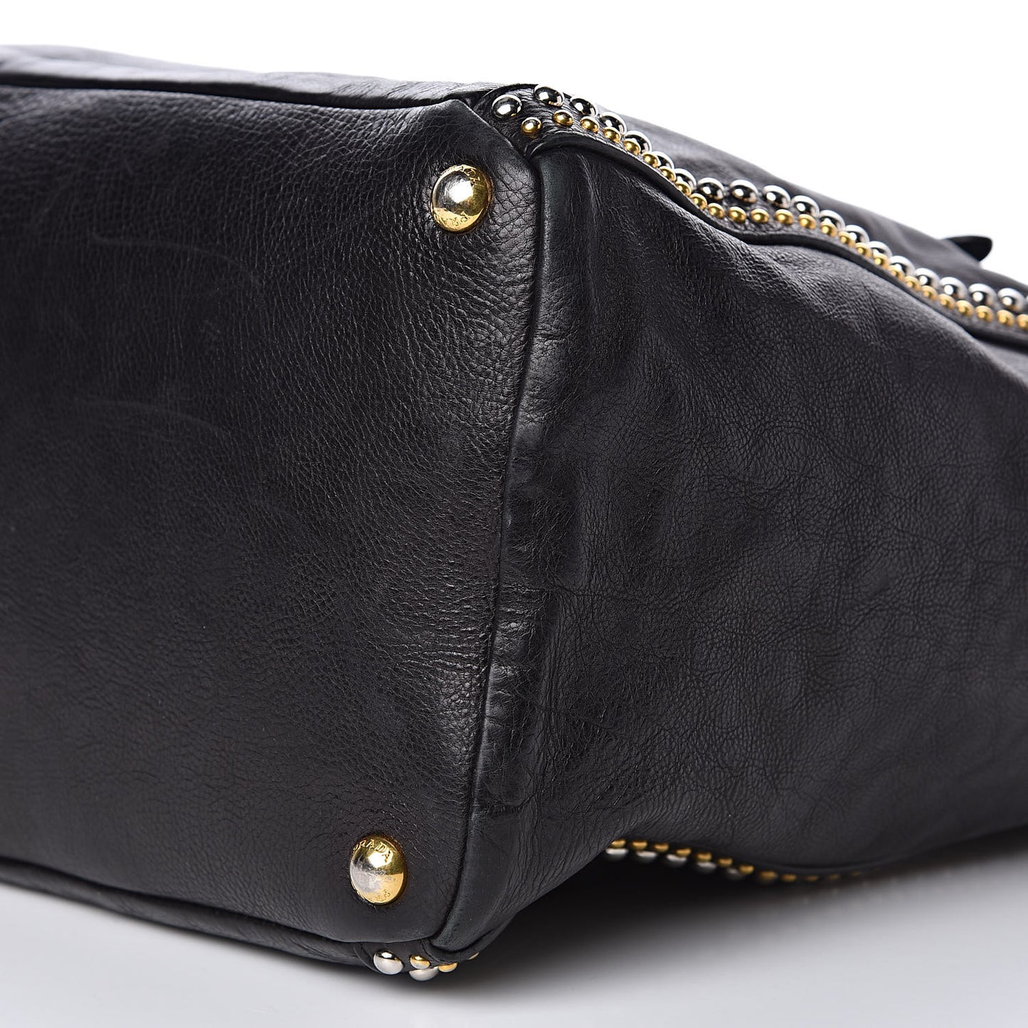 Glace Calf Studded Tote Black