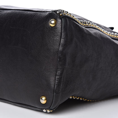 Prada Glace Calf Studded Tote Black 11 of 13