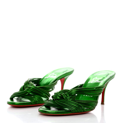 Christian Louboutin Metallic Calfskin Multitaski 70 Slide Sandals 38 Green 3 of 10