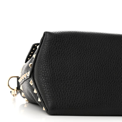 Valentino Garavani Pebbled Calfskin Rockstud Single Handle Flap Bag Black 8 of 9
