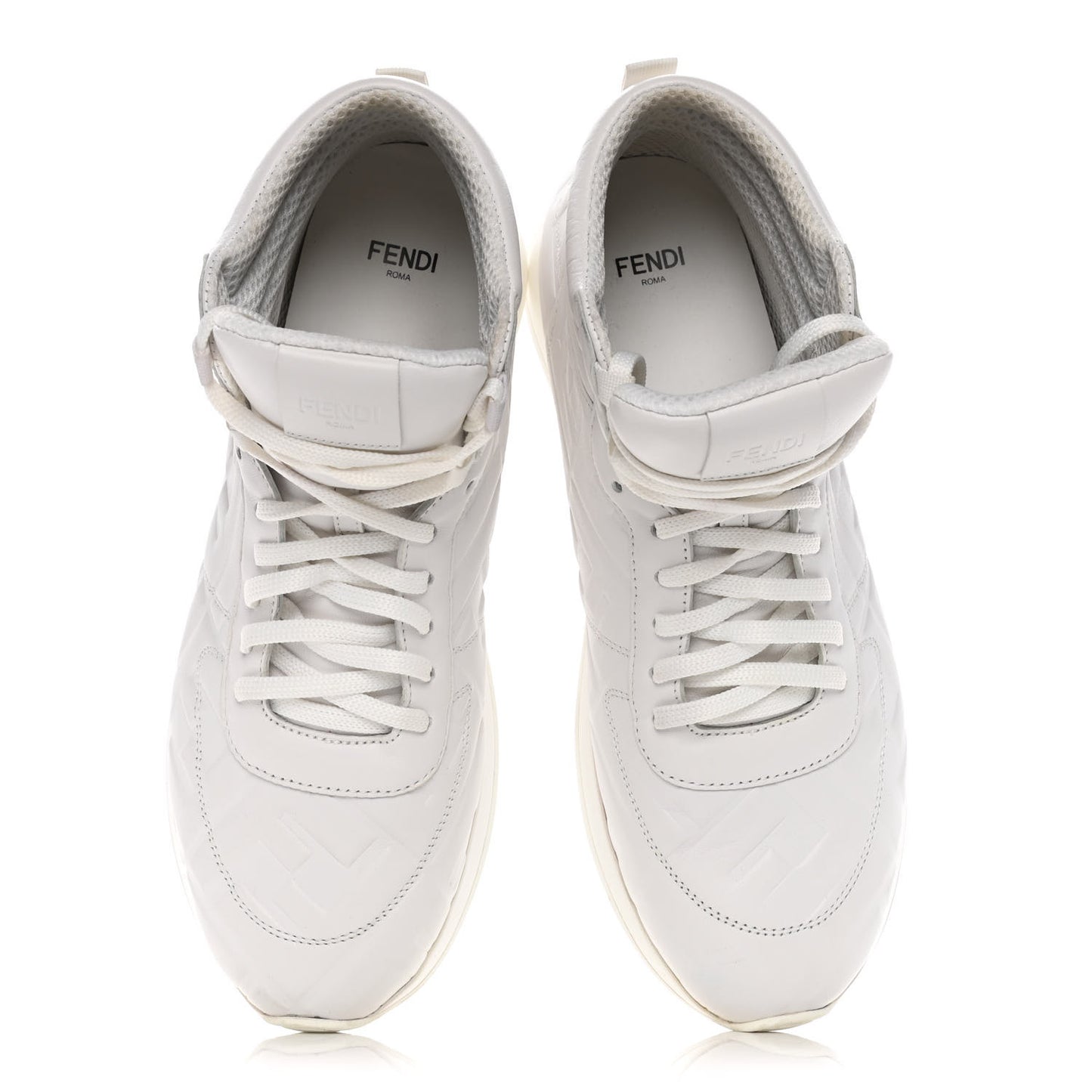 Nappa Macro FF Embossed Womens High Top Sneakers 40 White Ice