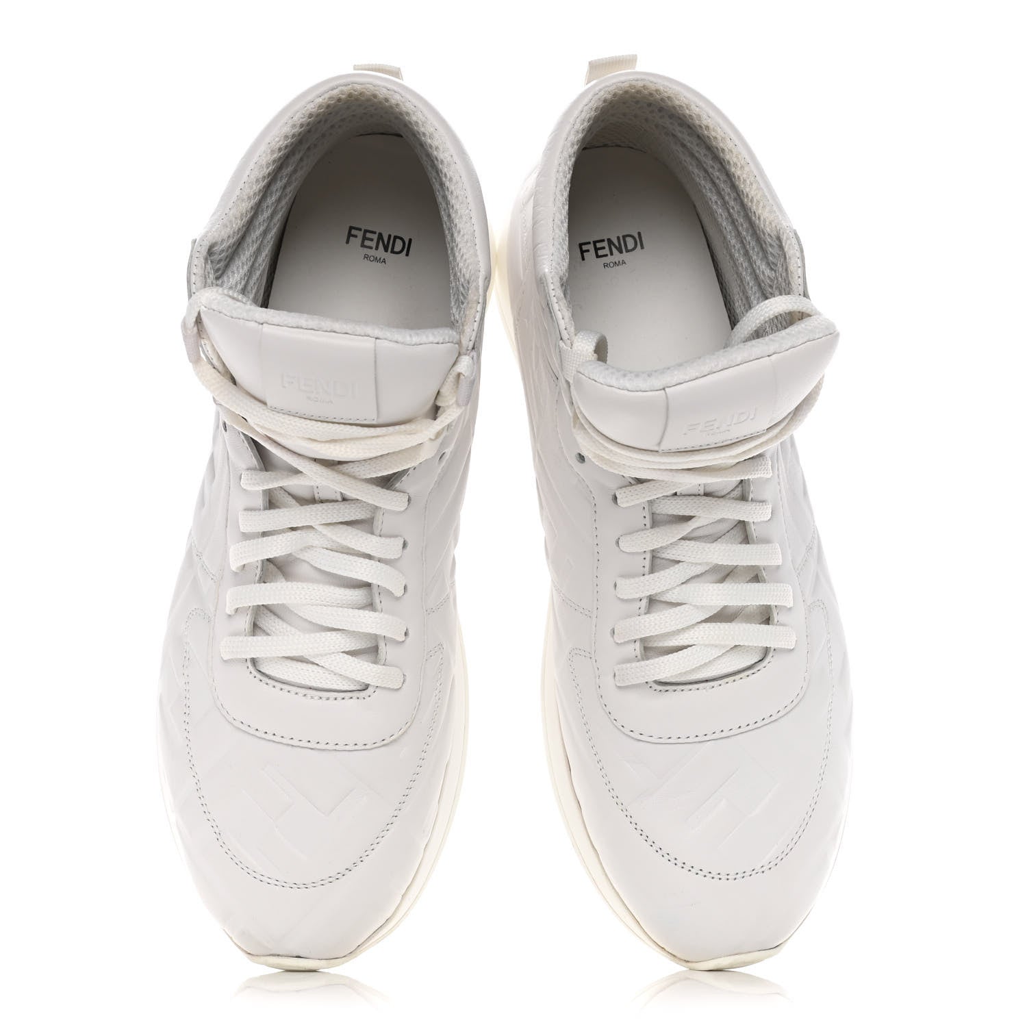 Fendi Nappa Macro FF Embossed Womens High Top Sneakers 40 White Ice 5 of 15