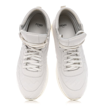 Fendi Nappa Macro FF Embossed Womens High Top Sneakers 40 White Ice 5 of 15
