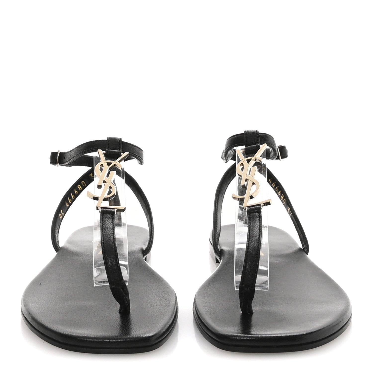 Saint Laurent Calfskin Nu Pieds 05 Sandals 37 Black 3 of 9