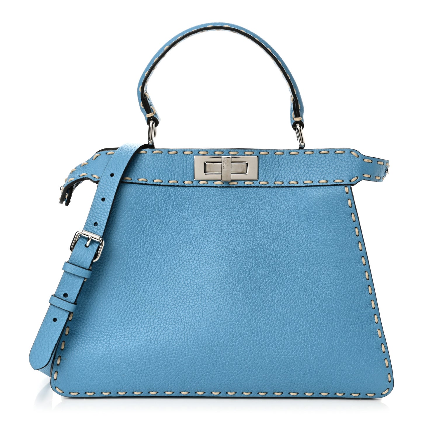 Vitello Granato Camoscio Selleria Macro Stitchings Medium Peekaboo I SEE U Satchel Turquoise