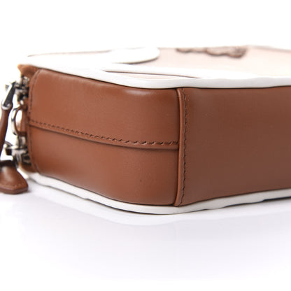 Prada Soft Calfskin Mini Double Zip Crossbody Bag Cognac White 7 of 8