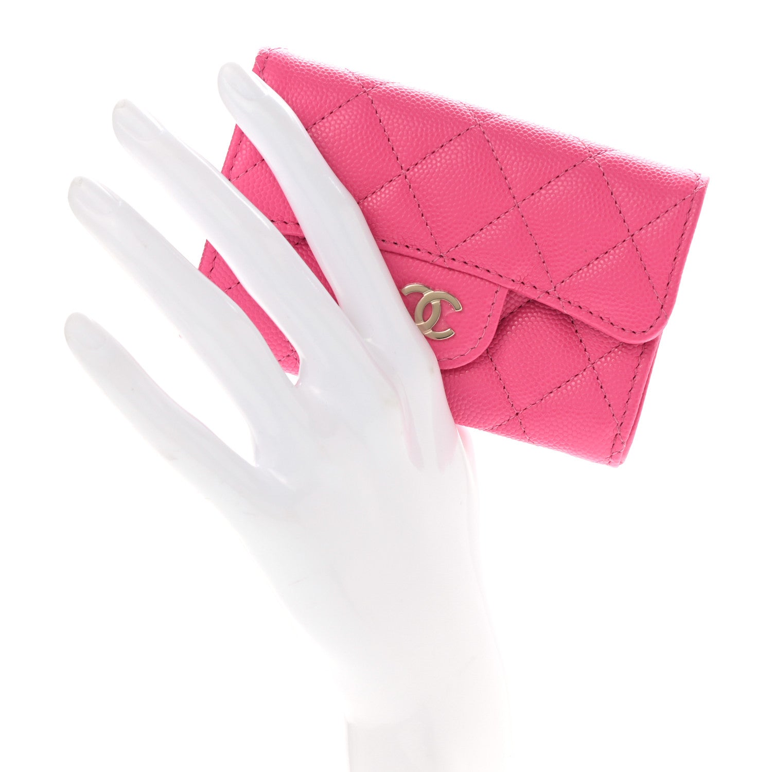 Chanel Caviar Quilted Flap Card Holder Wallet Pink 2 of 8
