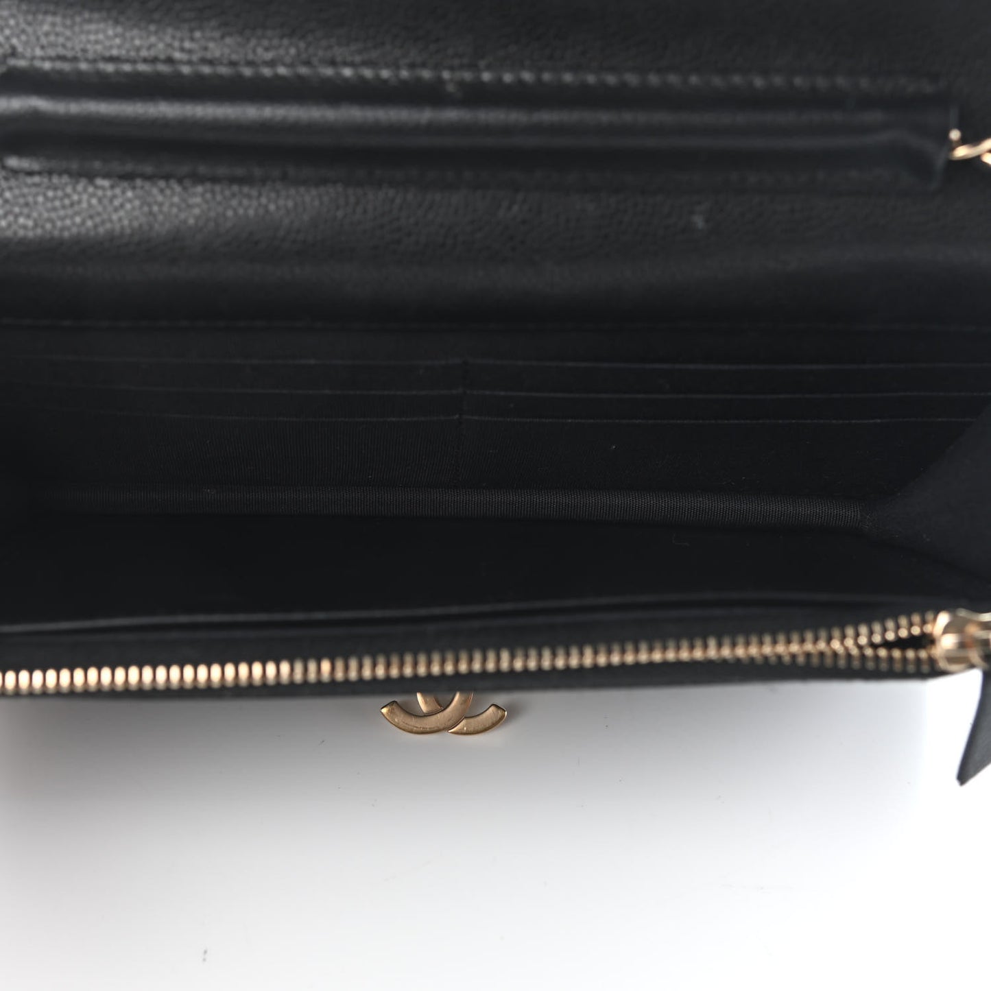 Caviar Quilted Golden Class Wallet On Chain WOC Black
