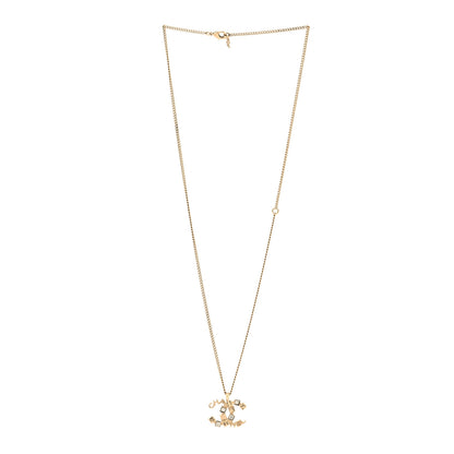 Chanel Baguette Crystal Logo CC Necklace Grey Gold 3 of 5